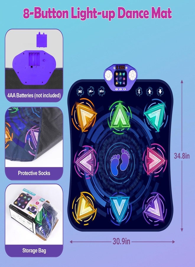 TooLion Newly Upgraded 8-Arrow Electronic Dance Mat with LED Light & Wireless Bluetooth, Music Dance Toy with 3 Game Modes, Develops Hand-Eye Coordination, Christmas Dance Mat Toy for Boys & Girls Ages 3-12 - Image 2